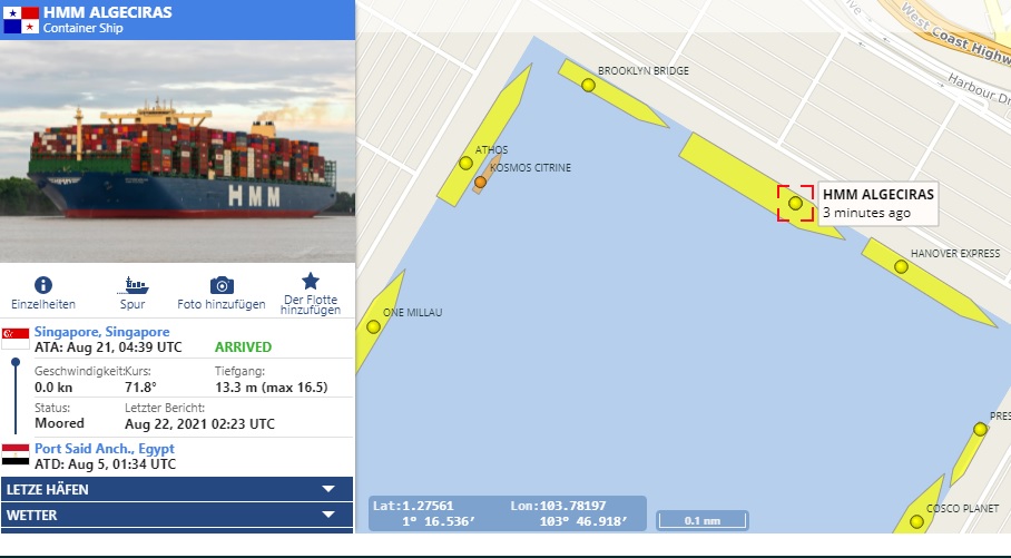 HMM Algeciras Containership