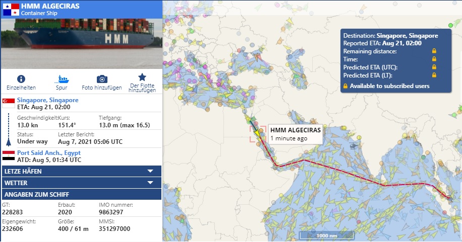 HMM Algeciras Containership