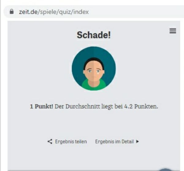 Zeitquiz Ergebnis